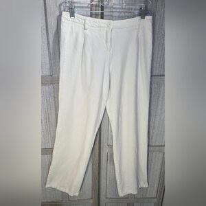 Brandy Melville Womens Linen Blend Wide Leg Trousers One Size (29x28) White